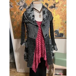 Keren Hart Black and Gray Artsy Embellished Sweater Gen S